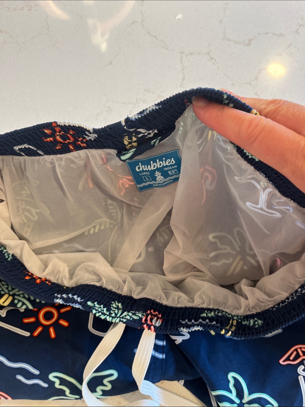 chubbies Navy Neon Tropical Icon Swim Trunks - Picture 6 of 6